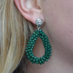 Kralen oorbel druppel donkergroen - Afbeelding 2