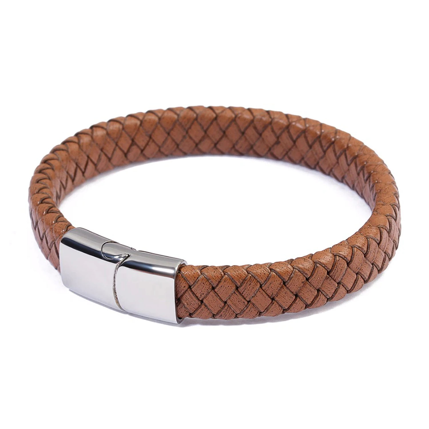 HA-010-B Bruin gevlochten leren retro armband - Afbeelding 2