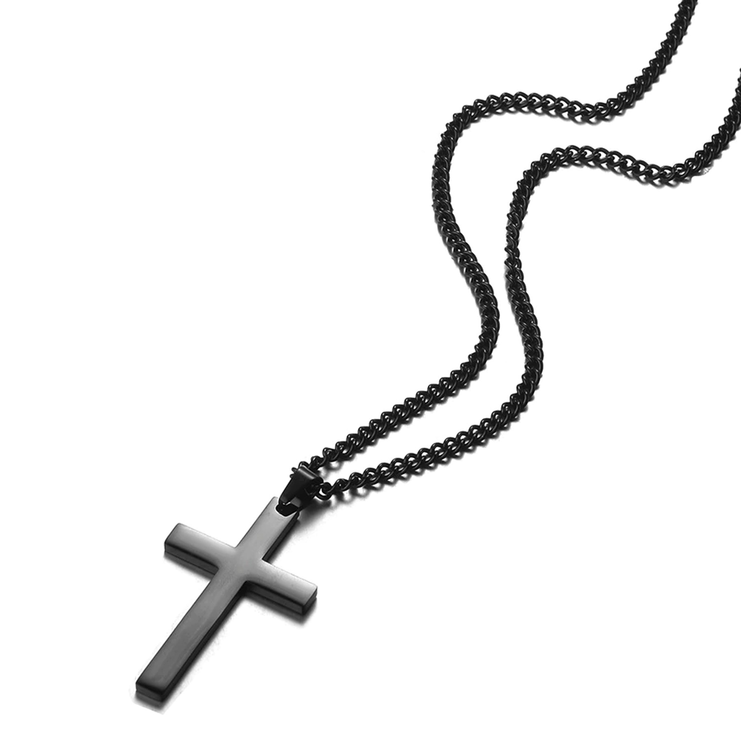 Ver weg Geschiktheid Ounce Zwarte ketting met zwarte stalen kruis hanger – Zilvani