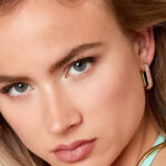 Rechthoekige Strass Hoops met roze zirkonia - Afbeelding 2