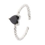 Twisted Rope Ring met zwarte hartje
