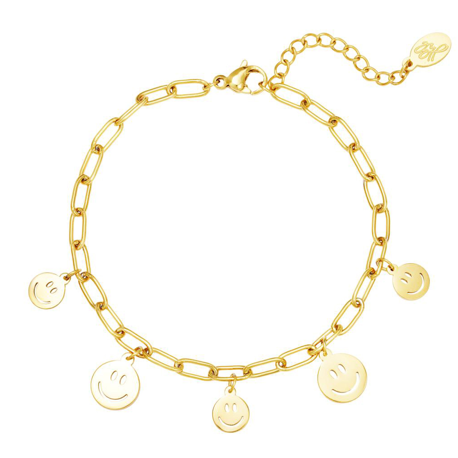 Goudkleurige schakelarmband Smileys