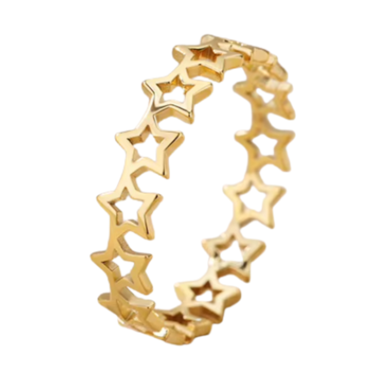 Goudkleurige ring met open sterren - Afbeelding 1