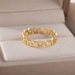 Goudkleurige ring met open sterren - Afbeelding 4