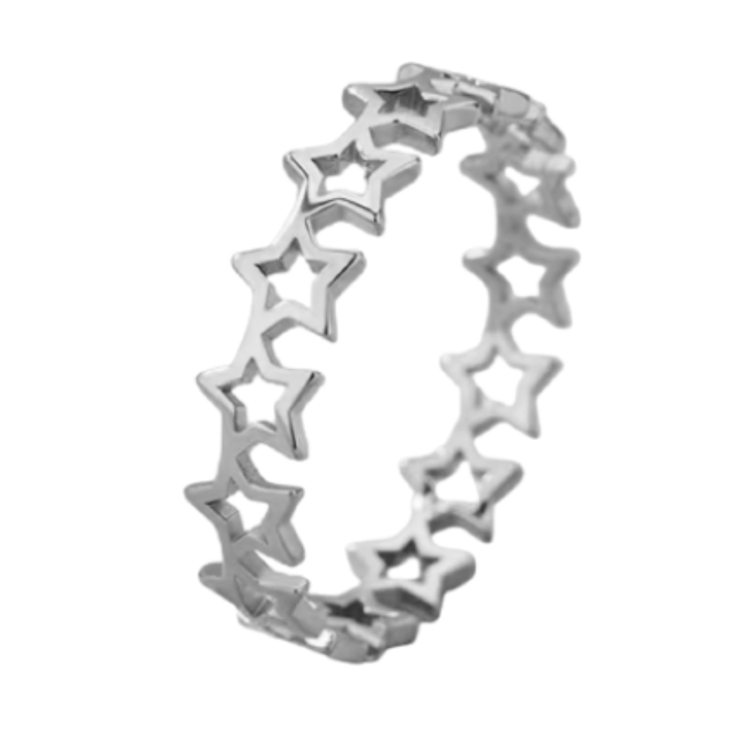 DR Zilverkleurige ring met open sterren - Afbeelding 1